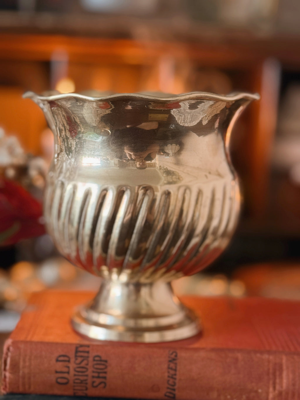 Vintage Brass Fluted Cauldron