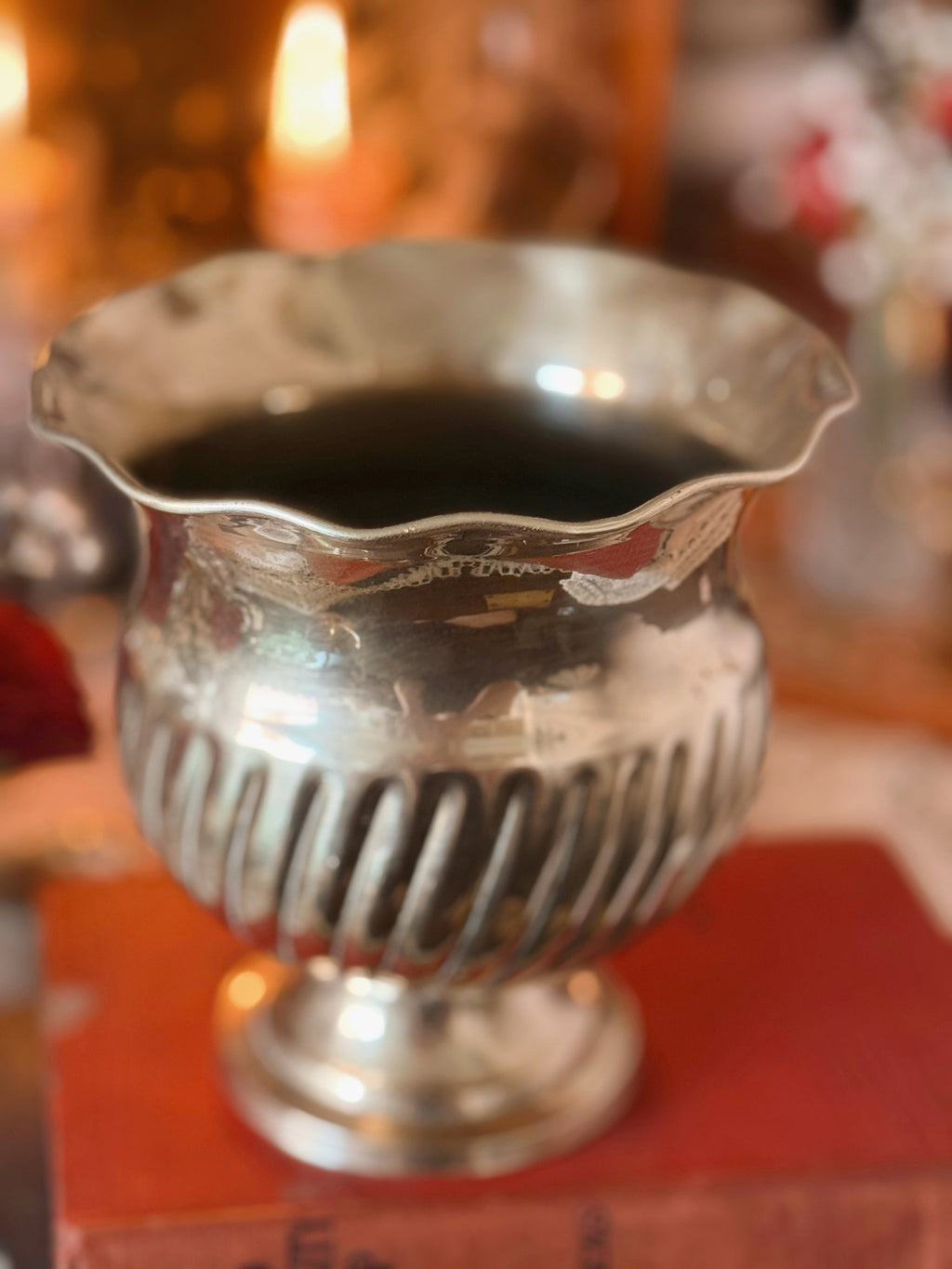 Vintage Brass Fluted Cauldron