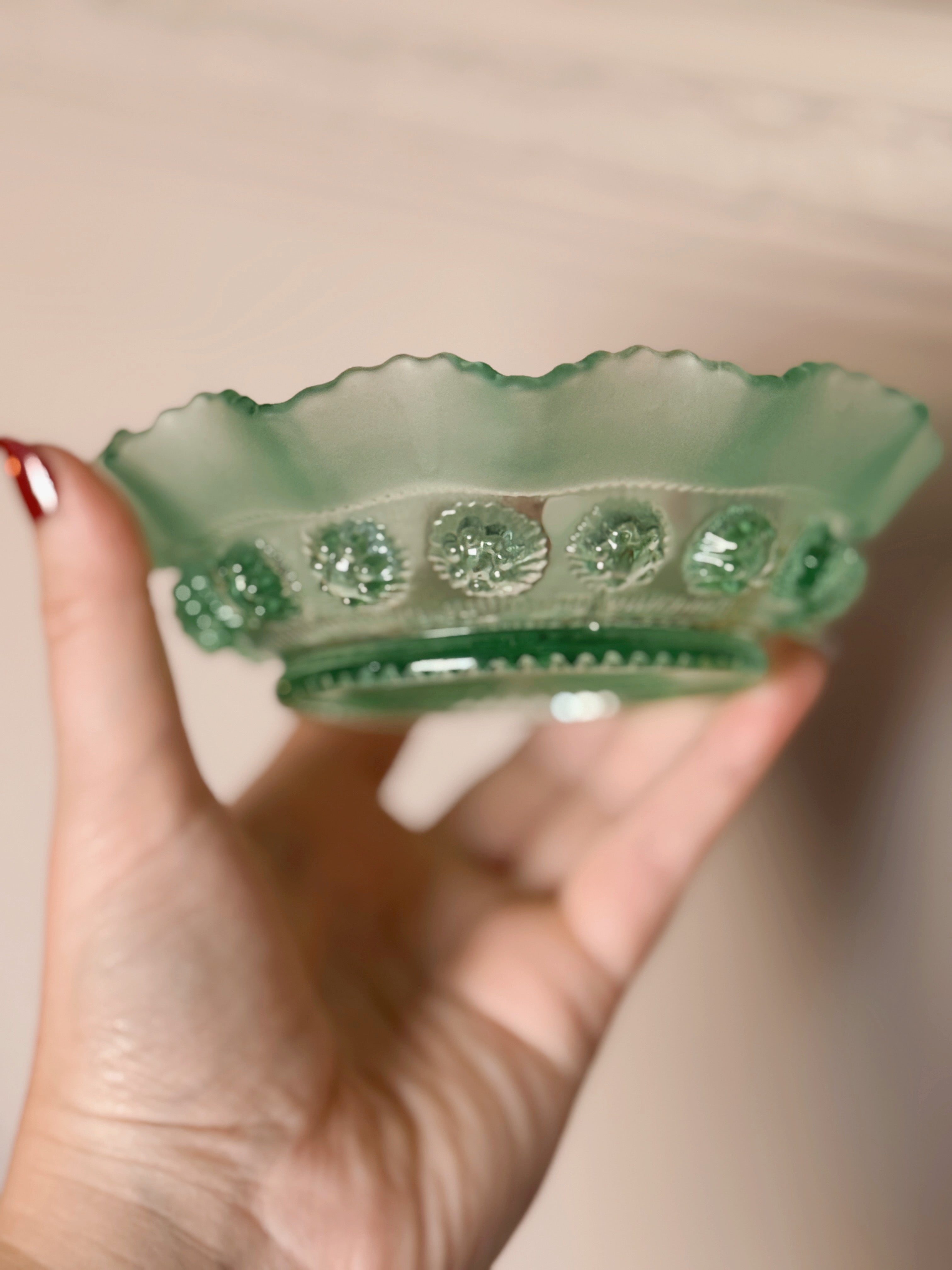Vintage Green Glass Trinket Dish