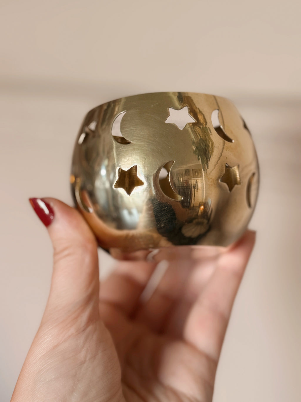 Vintage Brass Celestial Tealight Holder