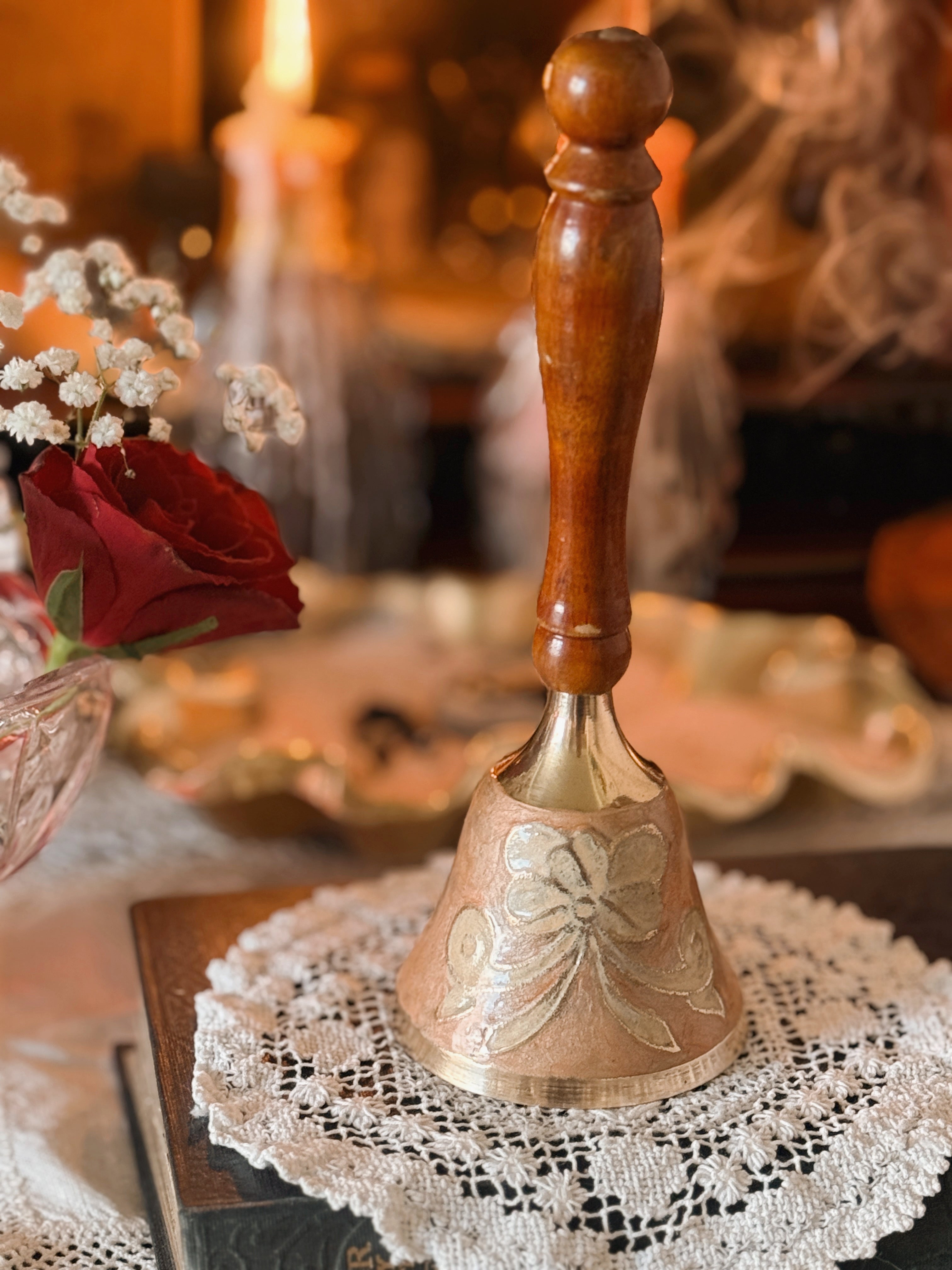Vintage Brass + Enamel Bell
