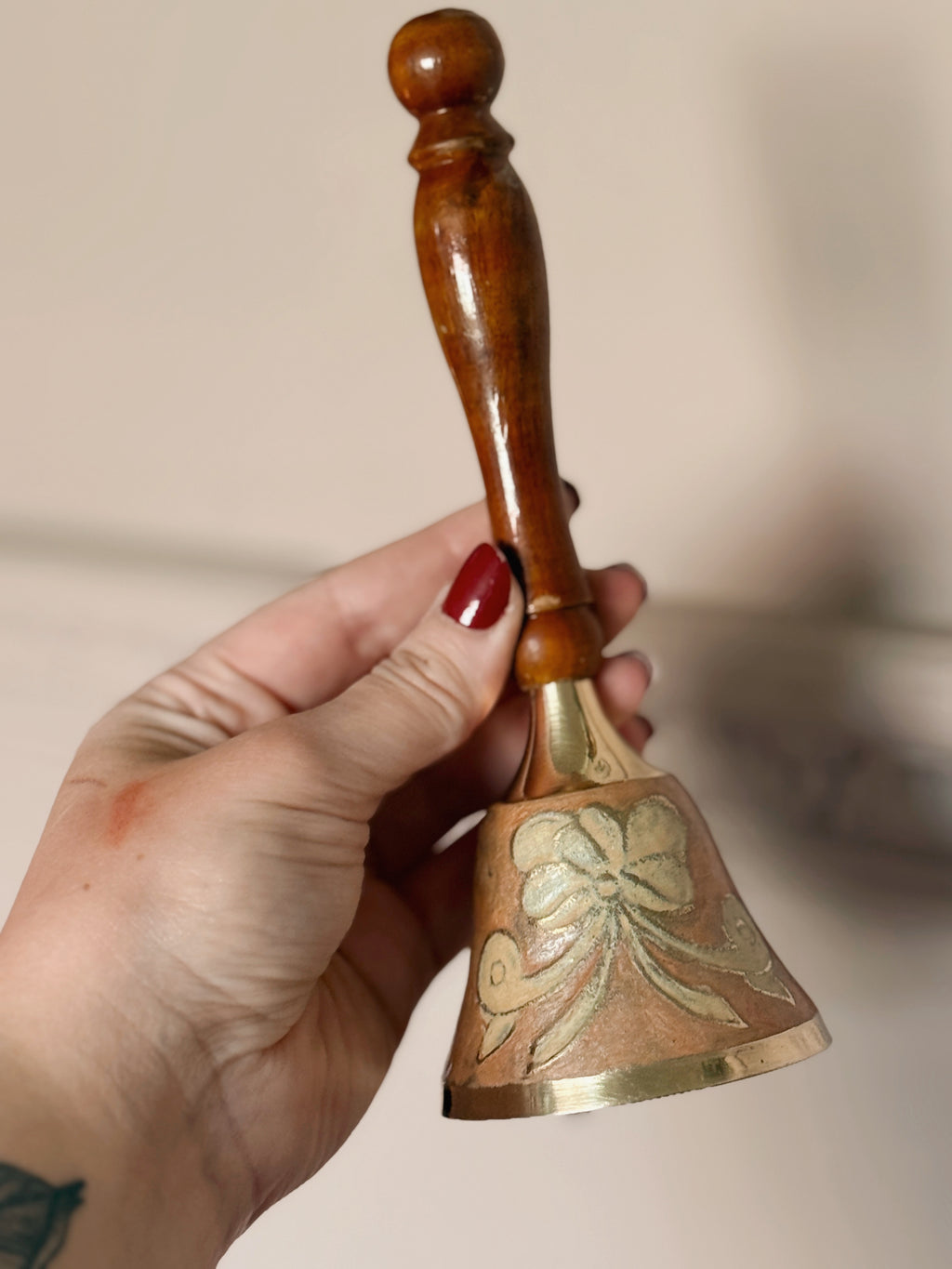 Vintage Brass + Enamel Bell