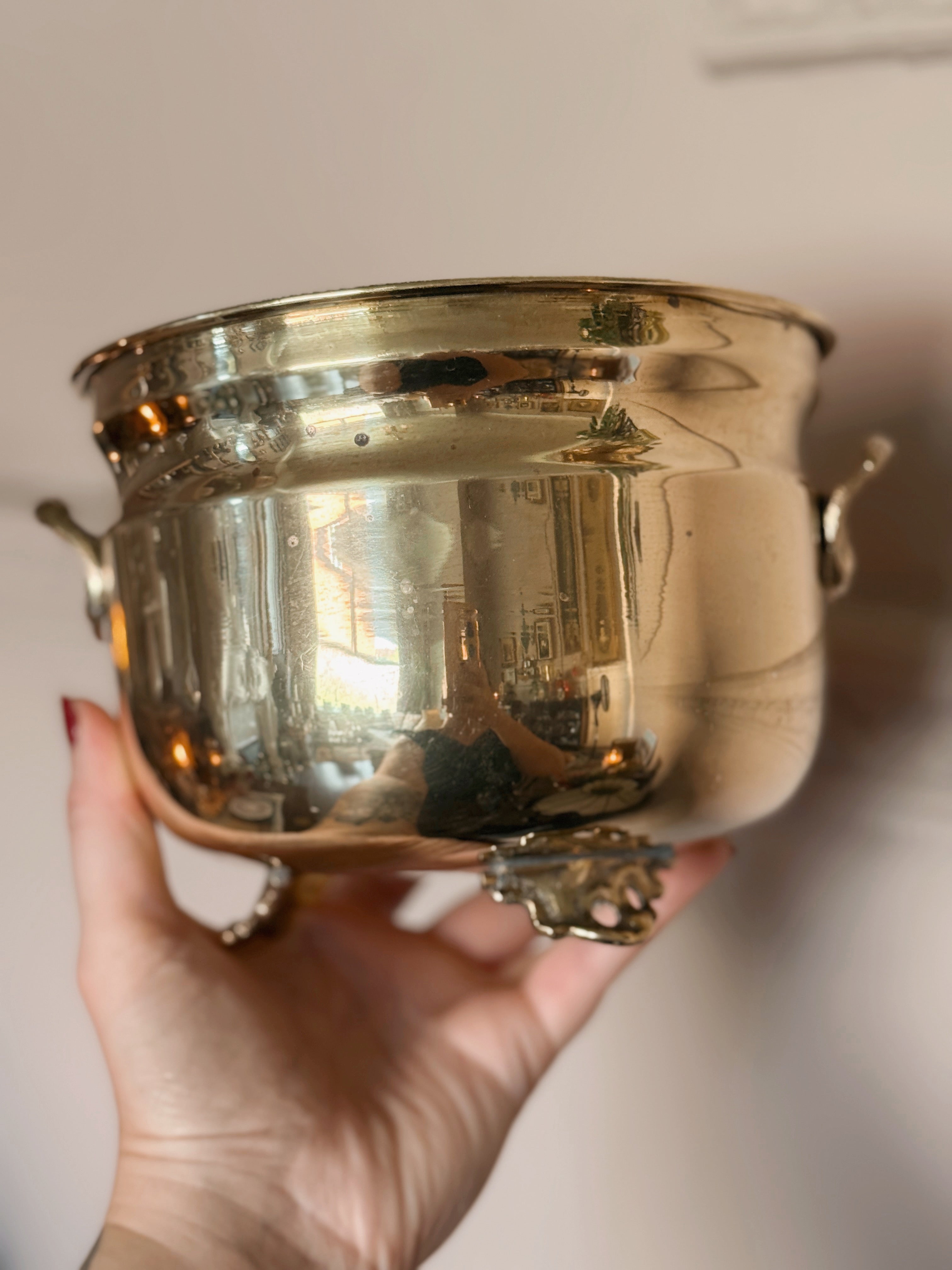 Vintage Large Brass Cauldron