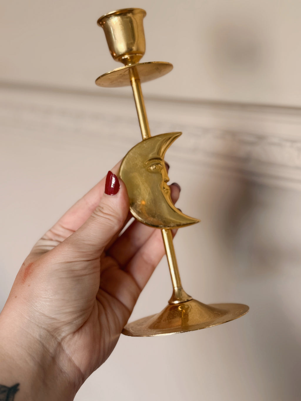 Vintage Moon Candlestick Holder