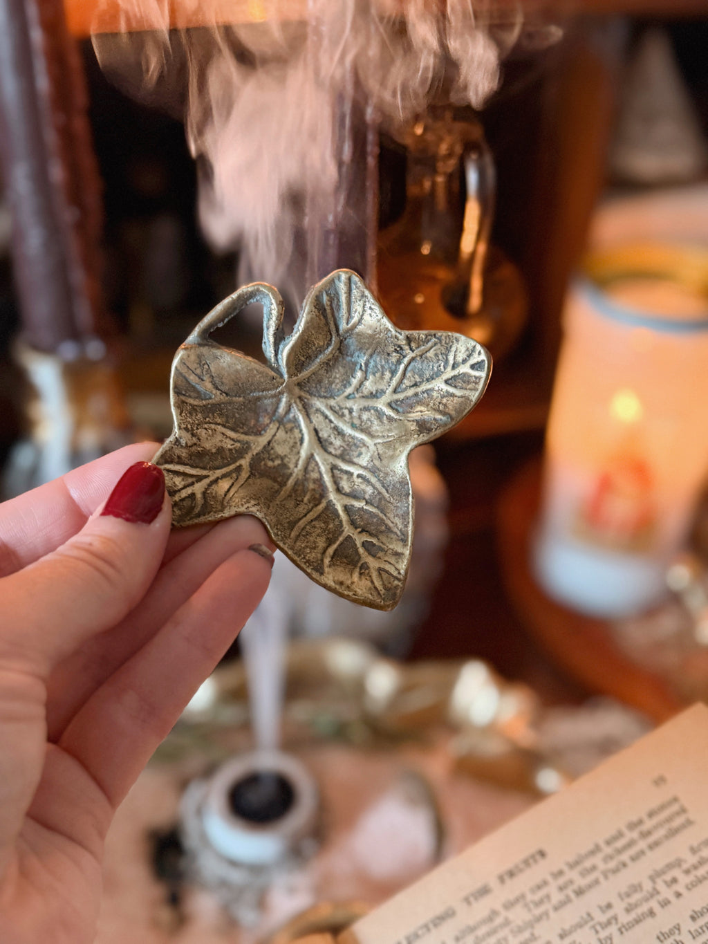 Vintage Brass Leaf Trinket Dish