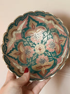 Vintage Brass + Enamel Cloisonne Bowl