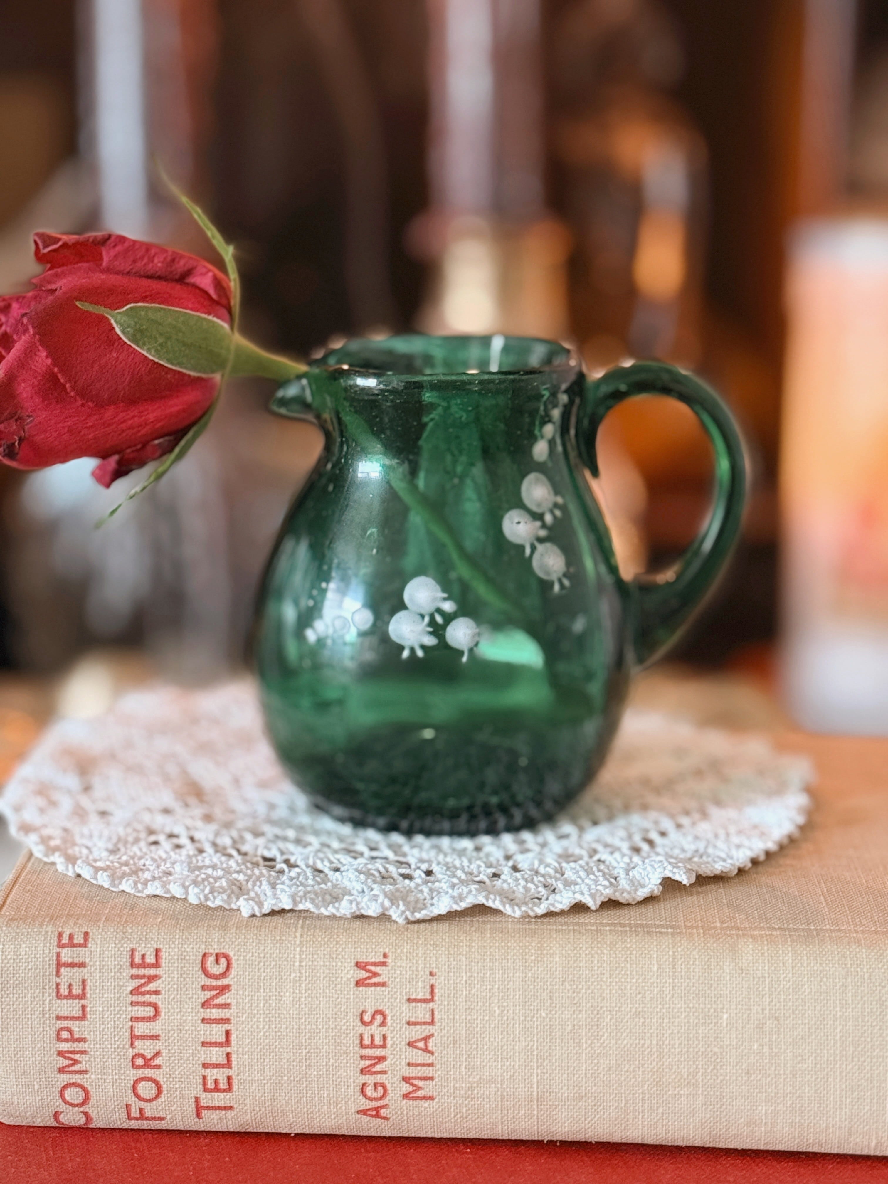 Antique Victorian Green Glass Jug (UK ONLY)