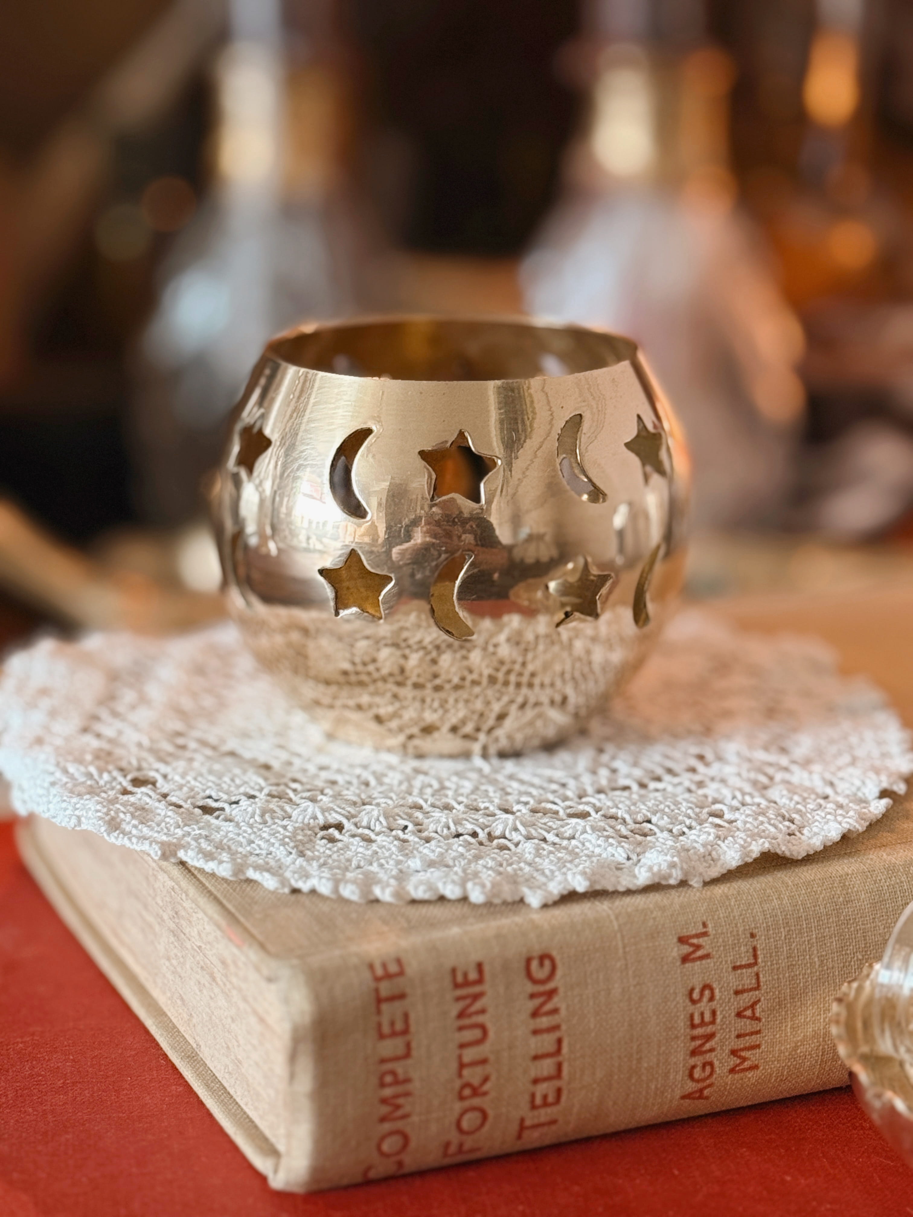 Vintage Brass Celestial Tealight Holder
