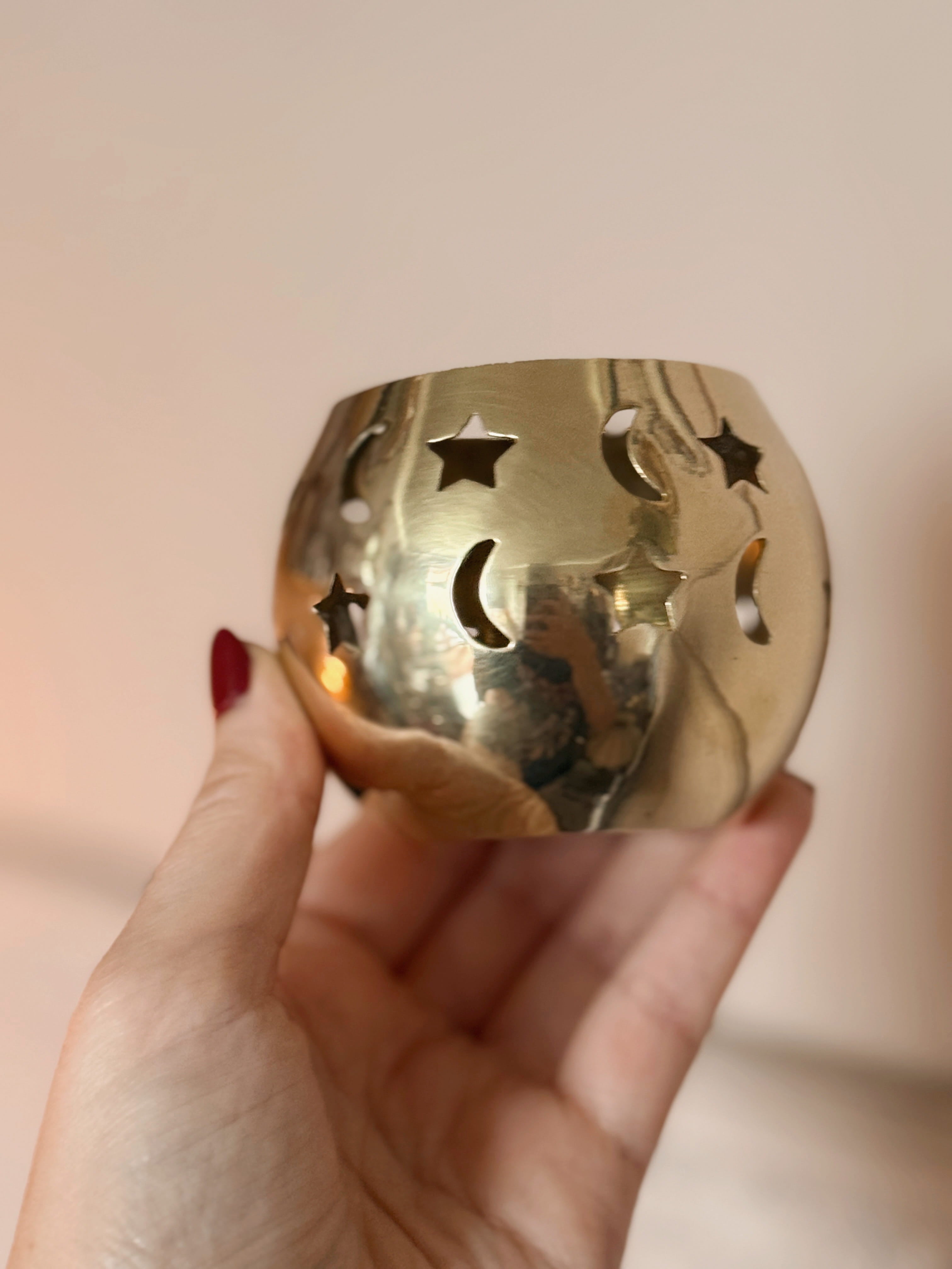 Vintage Brass Celestial Tealight Holder