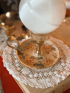Vintage Brass + Enamel Candlestick Holder