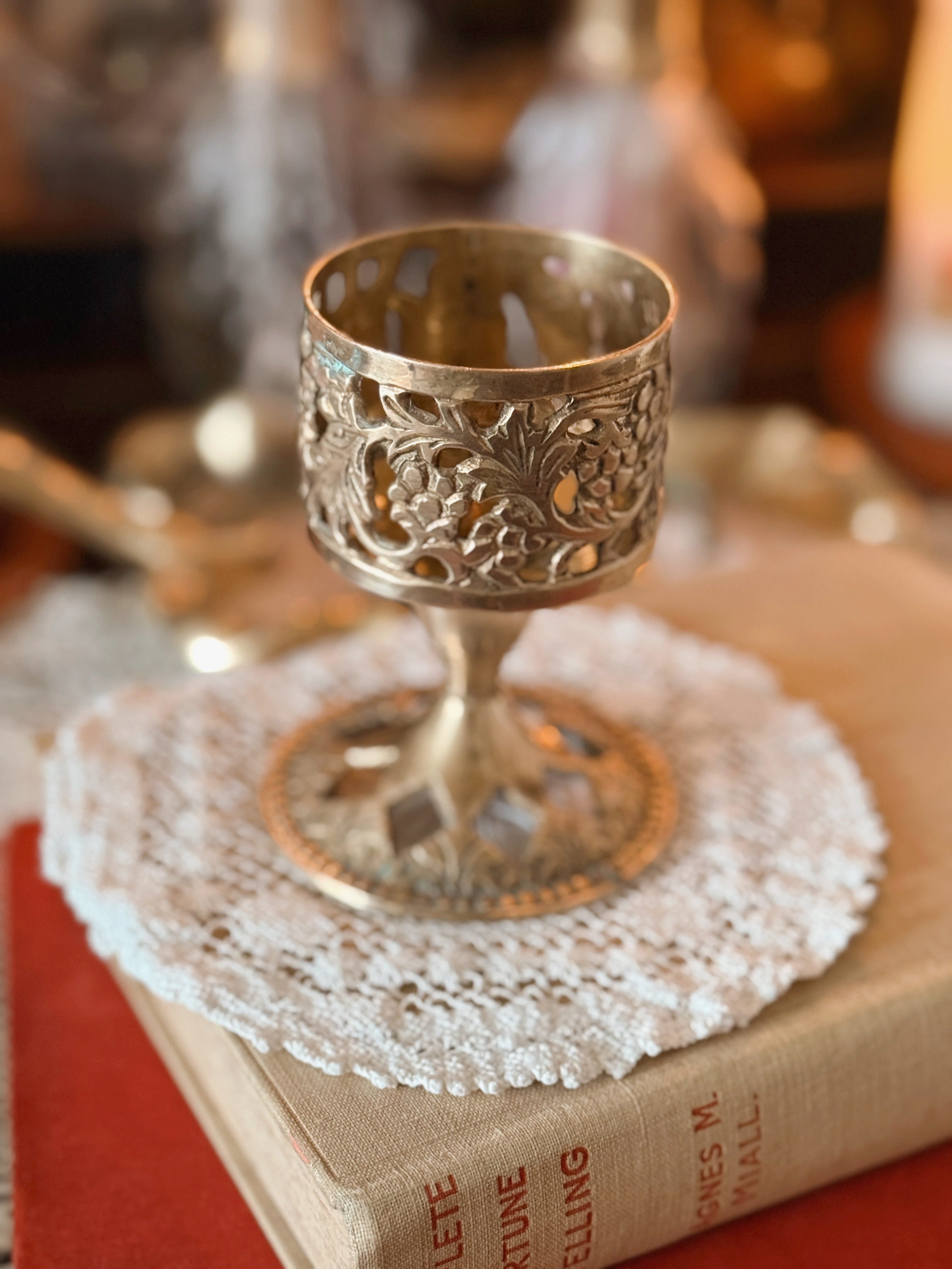 Vintage Brass Chalice Style Candle Holder