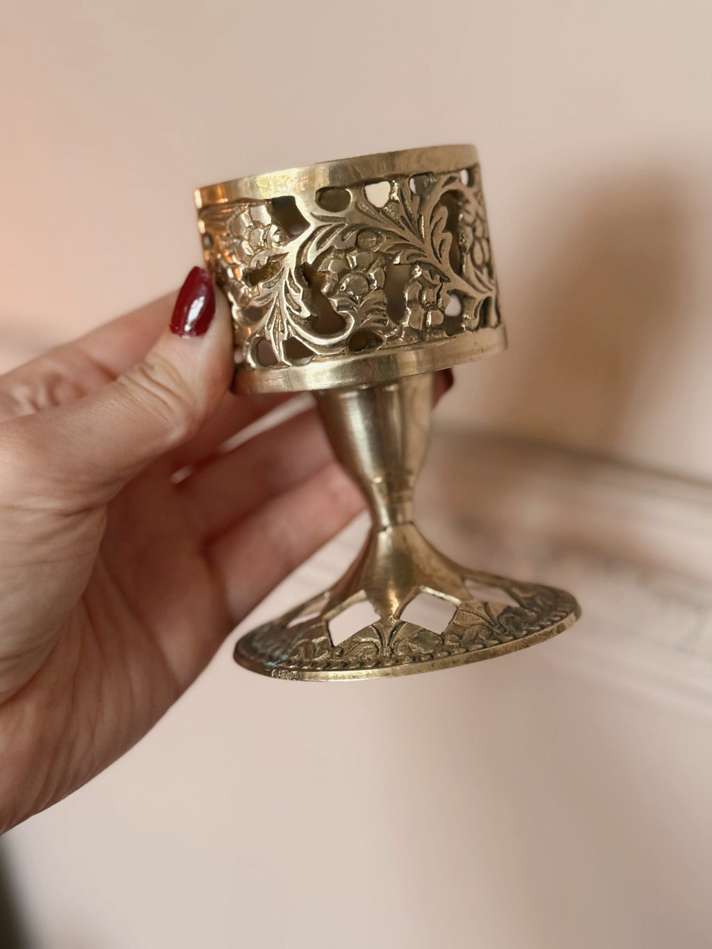Vintage Brass Chalice Style Candle Holder