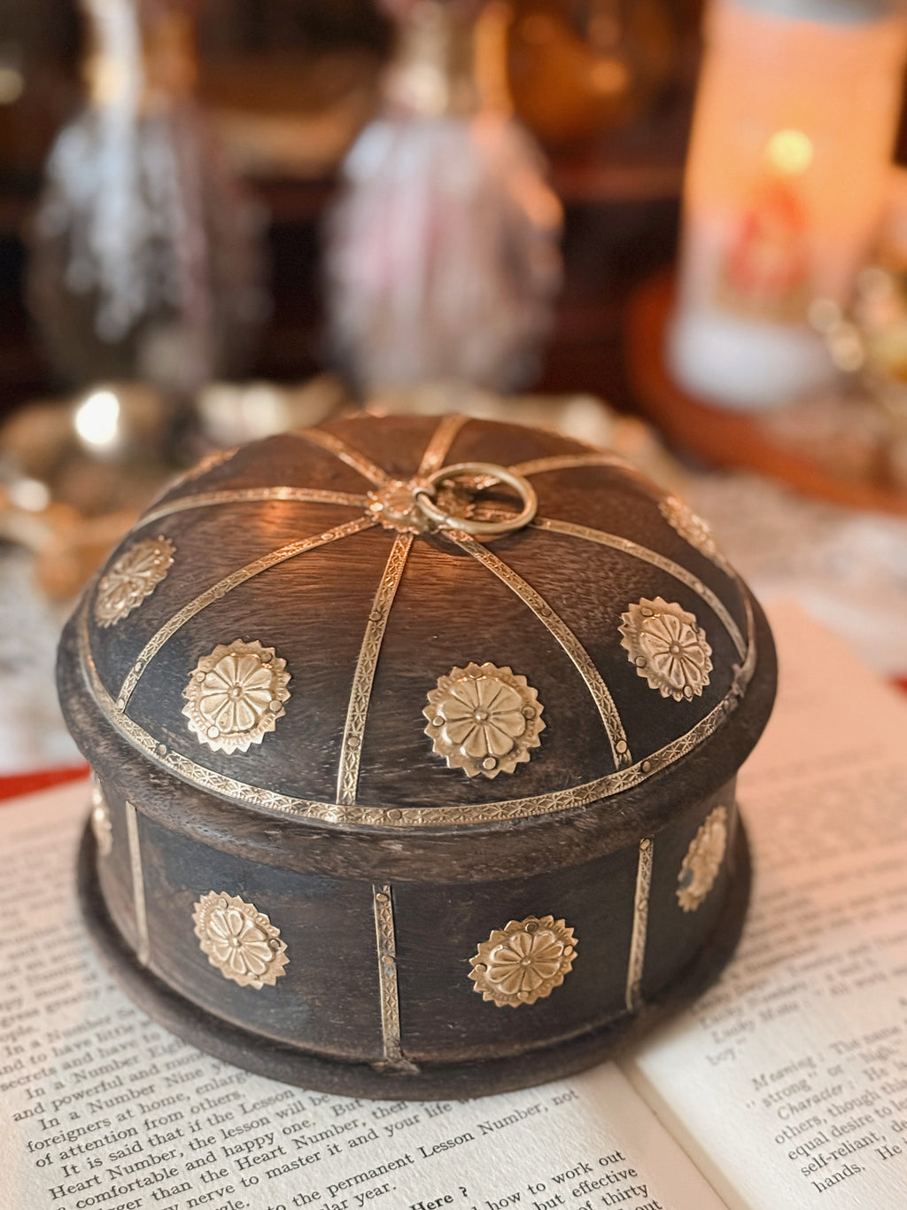 Vintage Brass Wooden Storage Box
