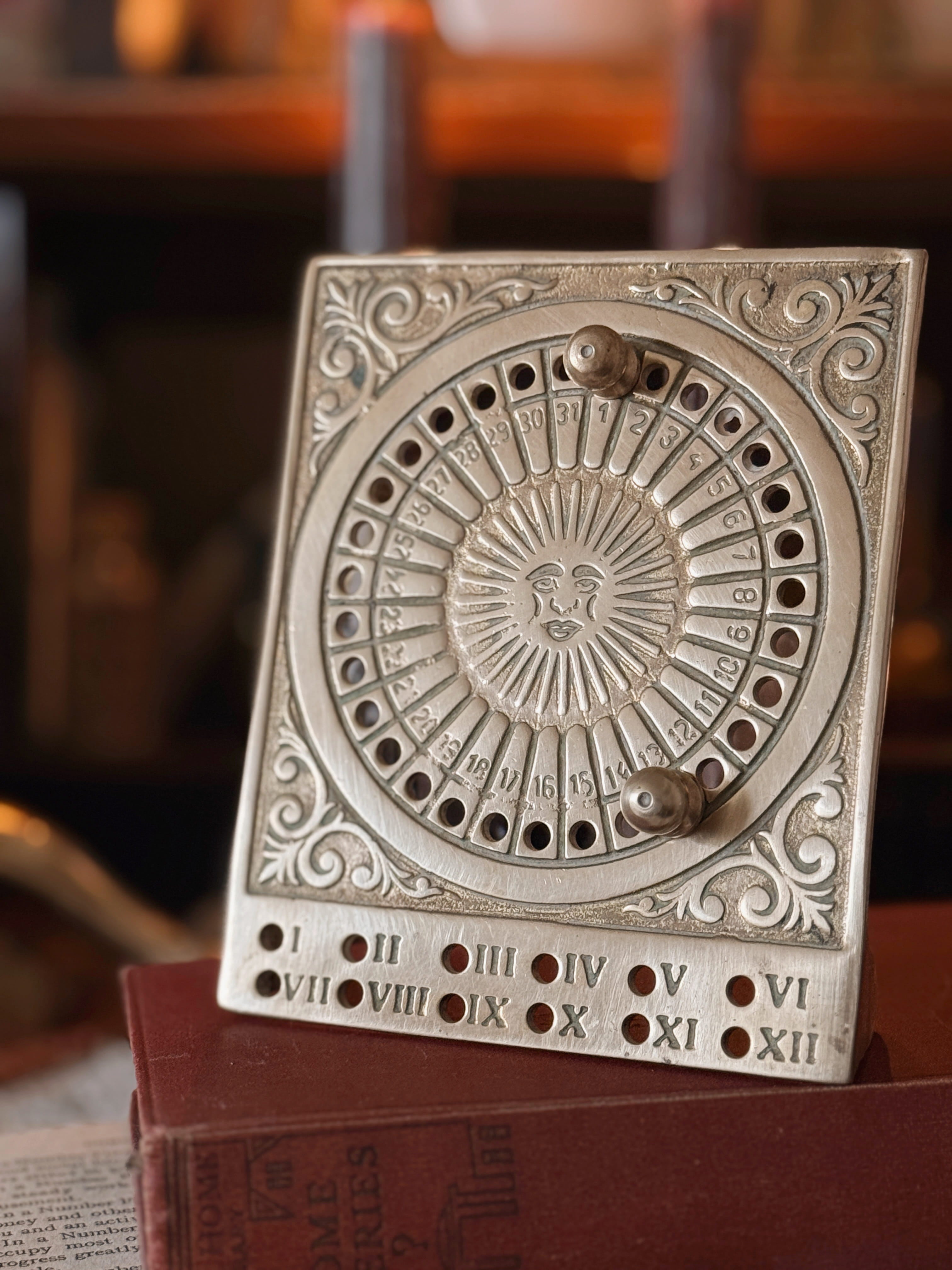 Vintage Brass Sun Perpetual Calendar
