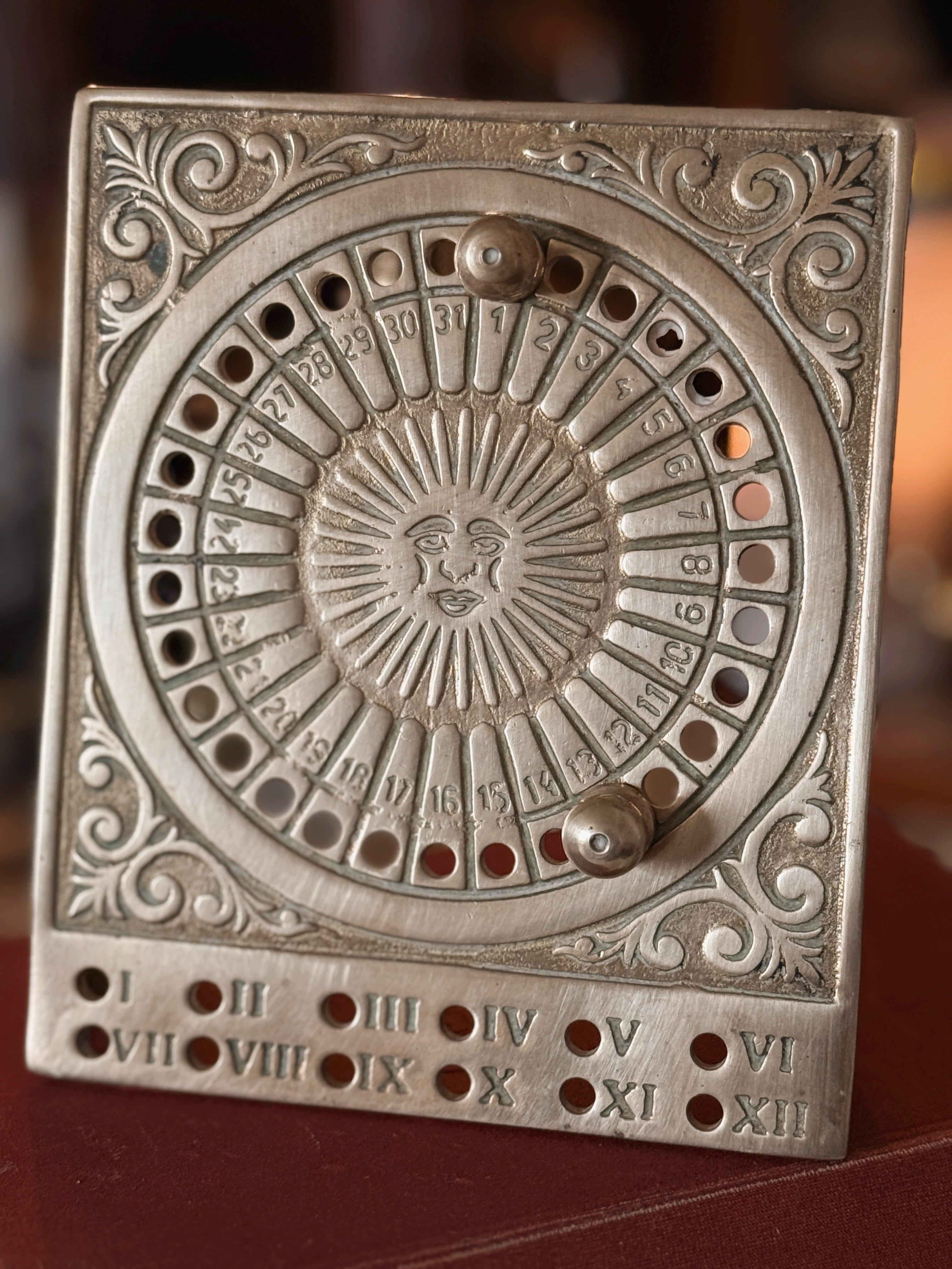 Vintage Brass Sun Perpetual Calendar