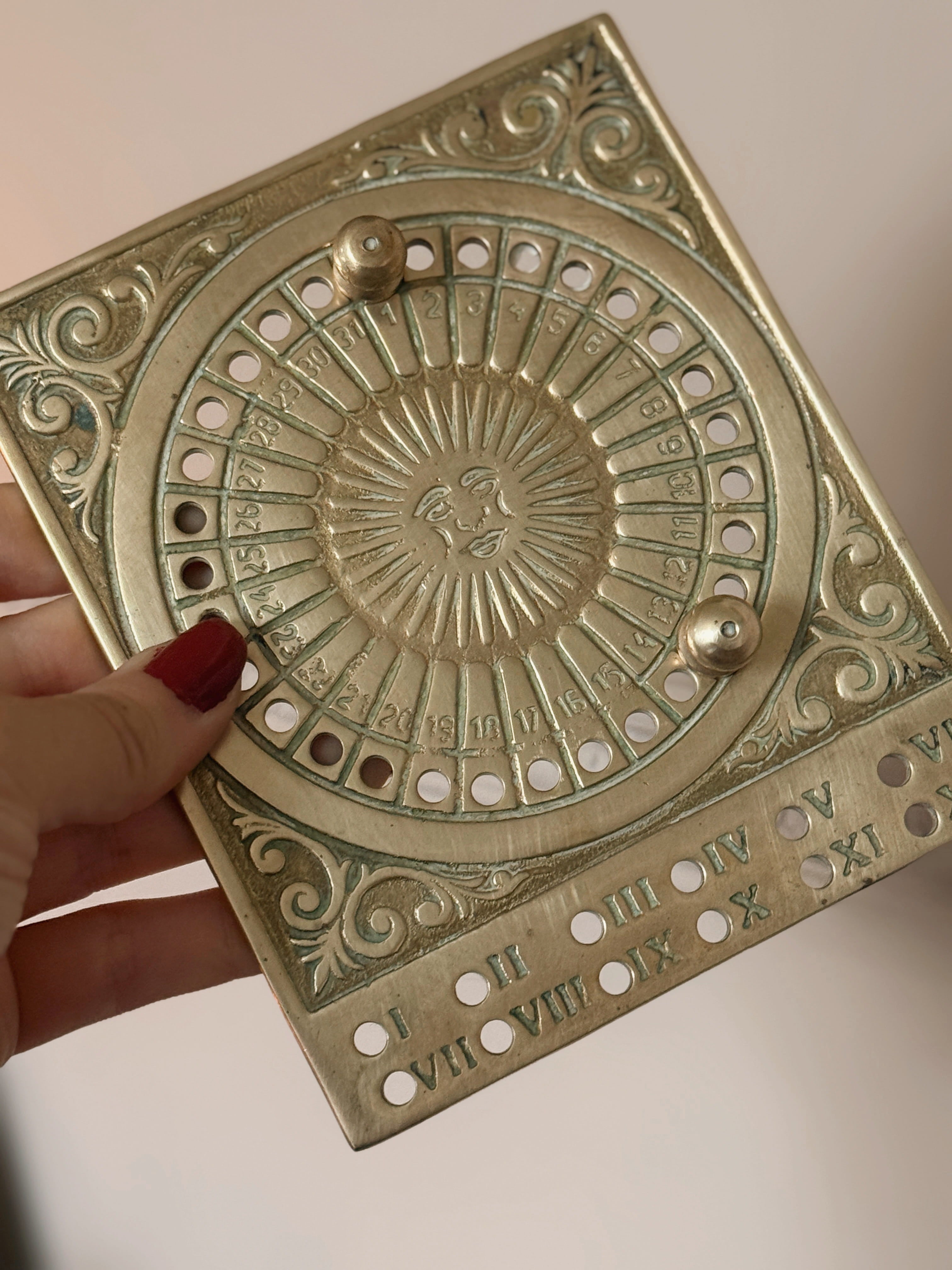 Vintage Brass Sun Perpetual Calendar