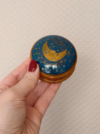 Vintage Wood Moon Trinket Pot