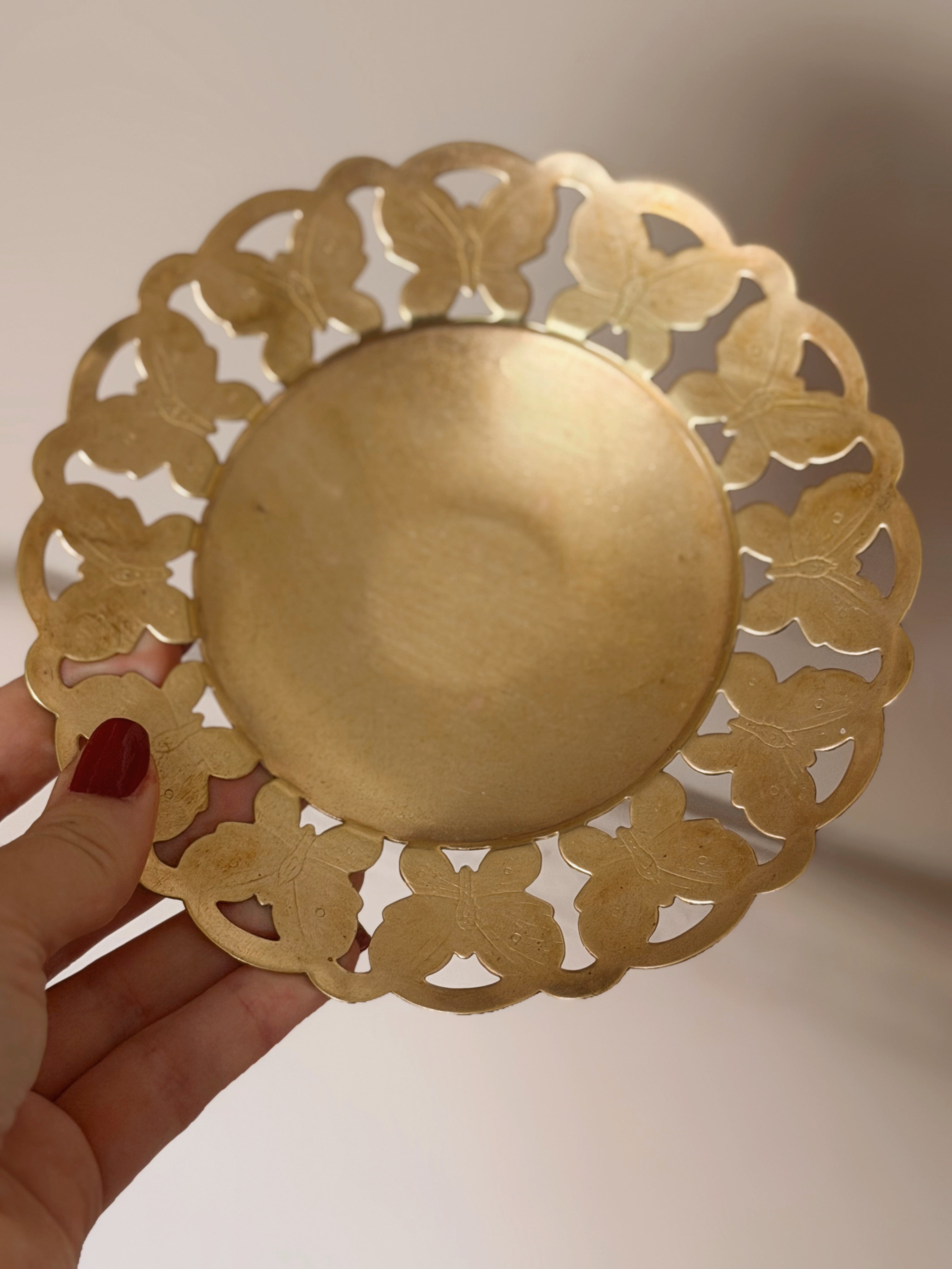 Vintage Brass Butterfly Trinket Dish