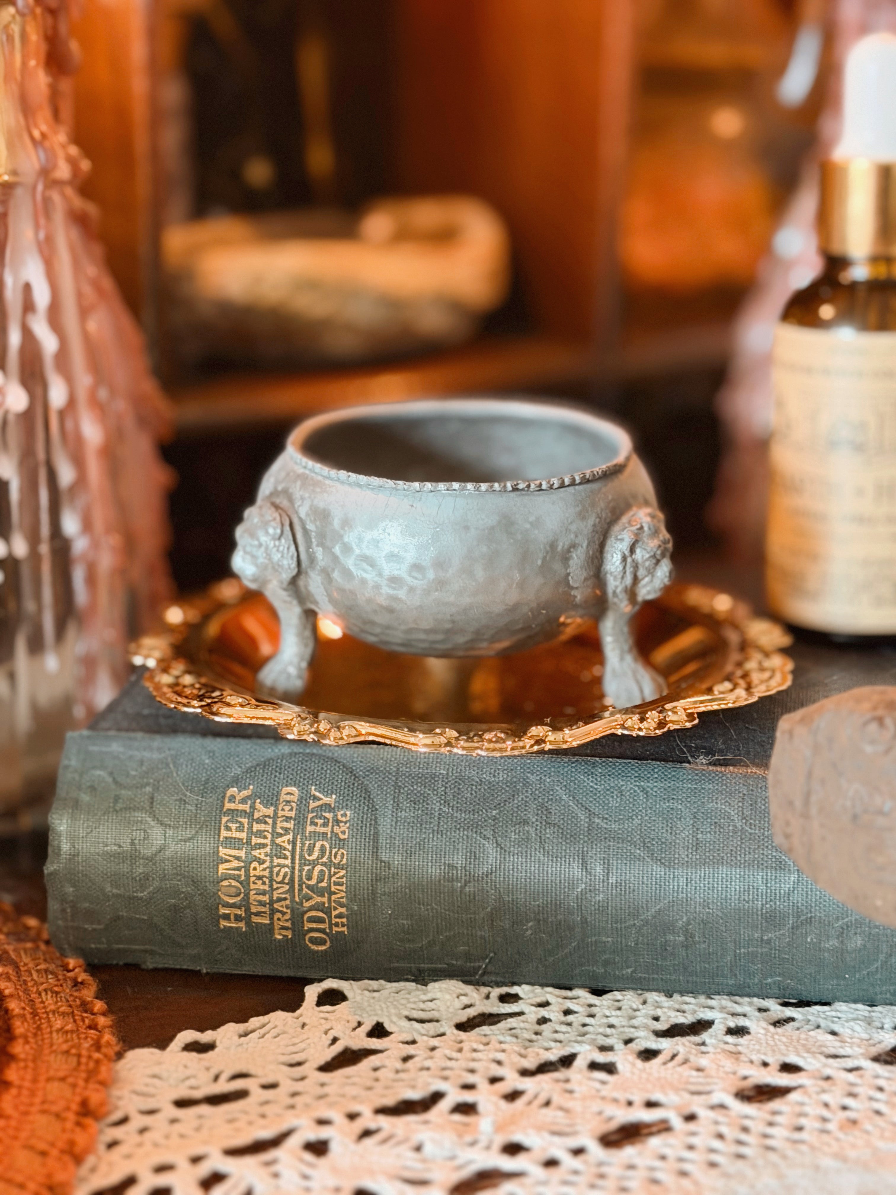 Antique Pewter Cauldron