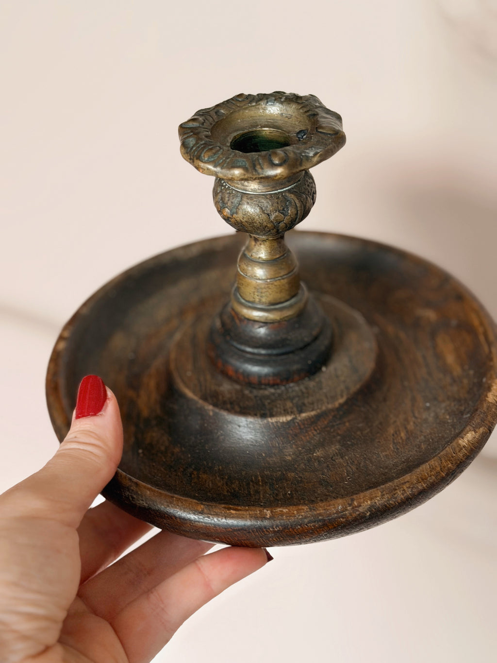 Vintage Wood Candlestick Holder