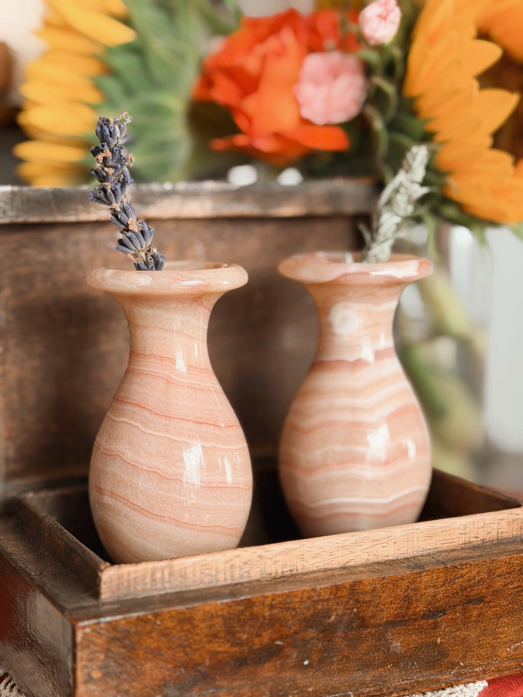 Vintage Pair of Onyx Vases