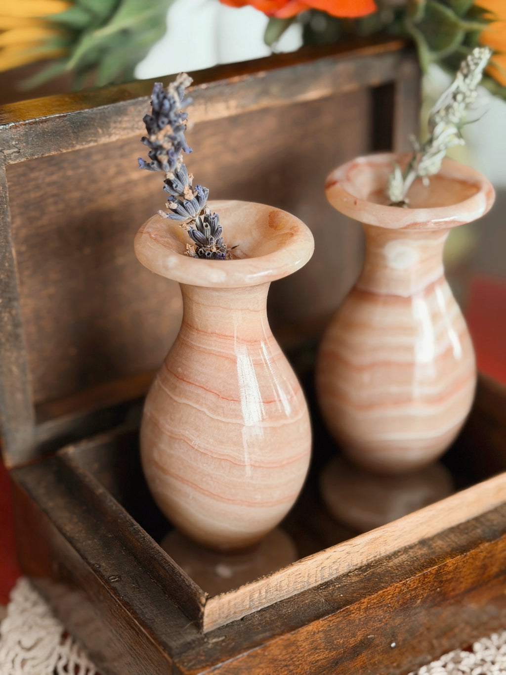 Vintage Pair of Onyx Vases