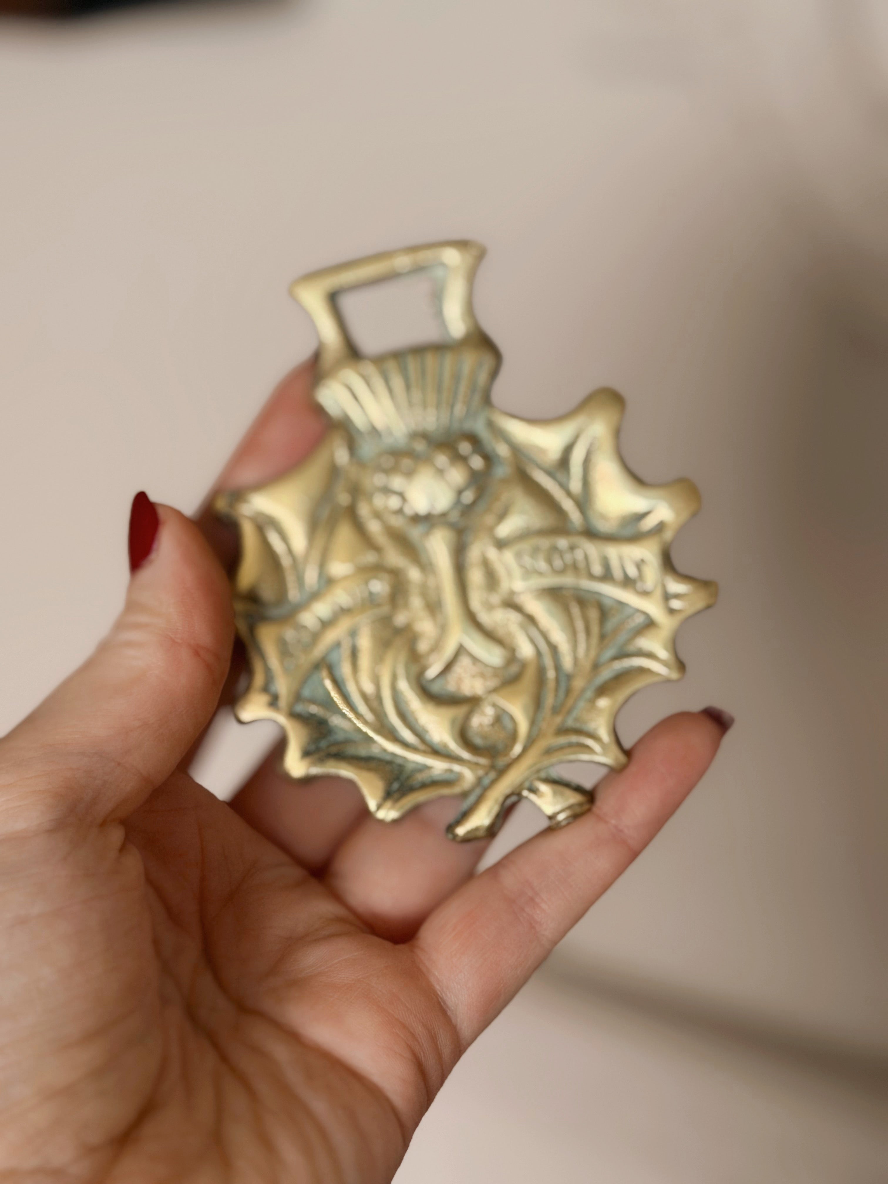 Vintage "Bonnie Scotland" Brass Medallion