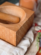 Vintage Wood Mortar + Pestle