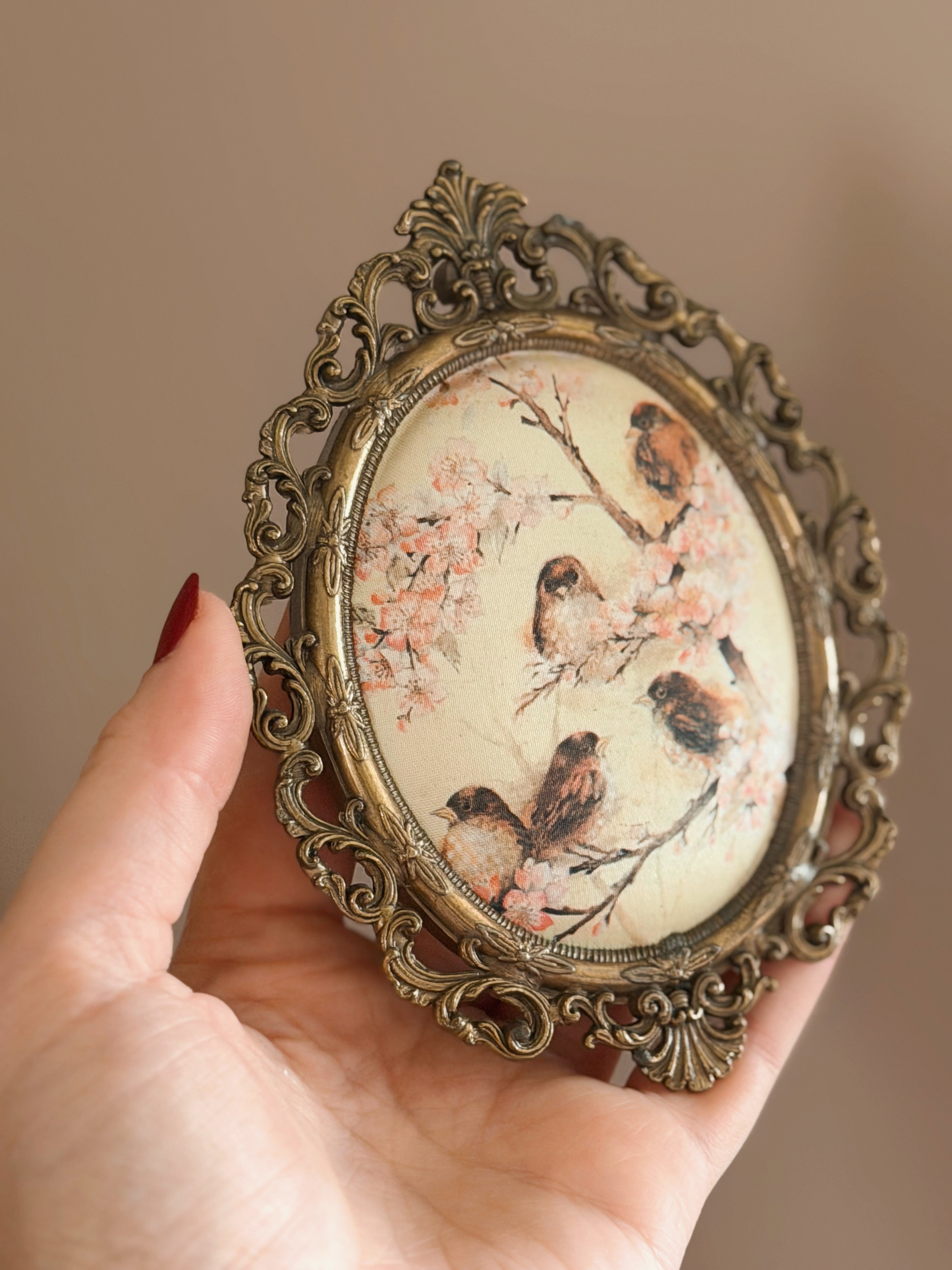 Vintage Silk Bird Picture