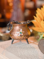 Vintage Handpainted Copper Cauldron