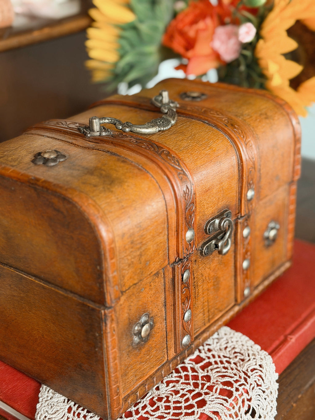 Vintage Wooden Trunk Storage Box (UK ONLY)