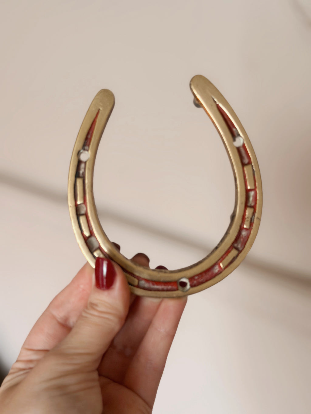 Vintage Brass + Enamel Horseshoe