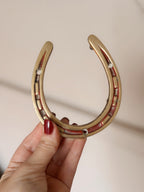 Vintage Brass + Enamel Horseshoe