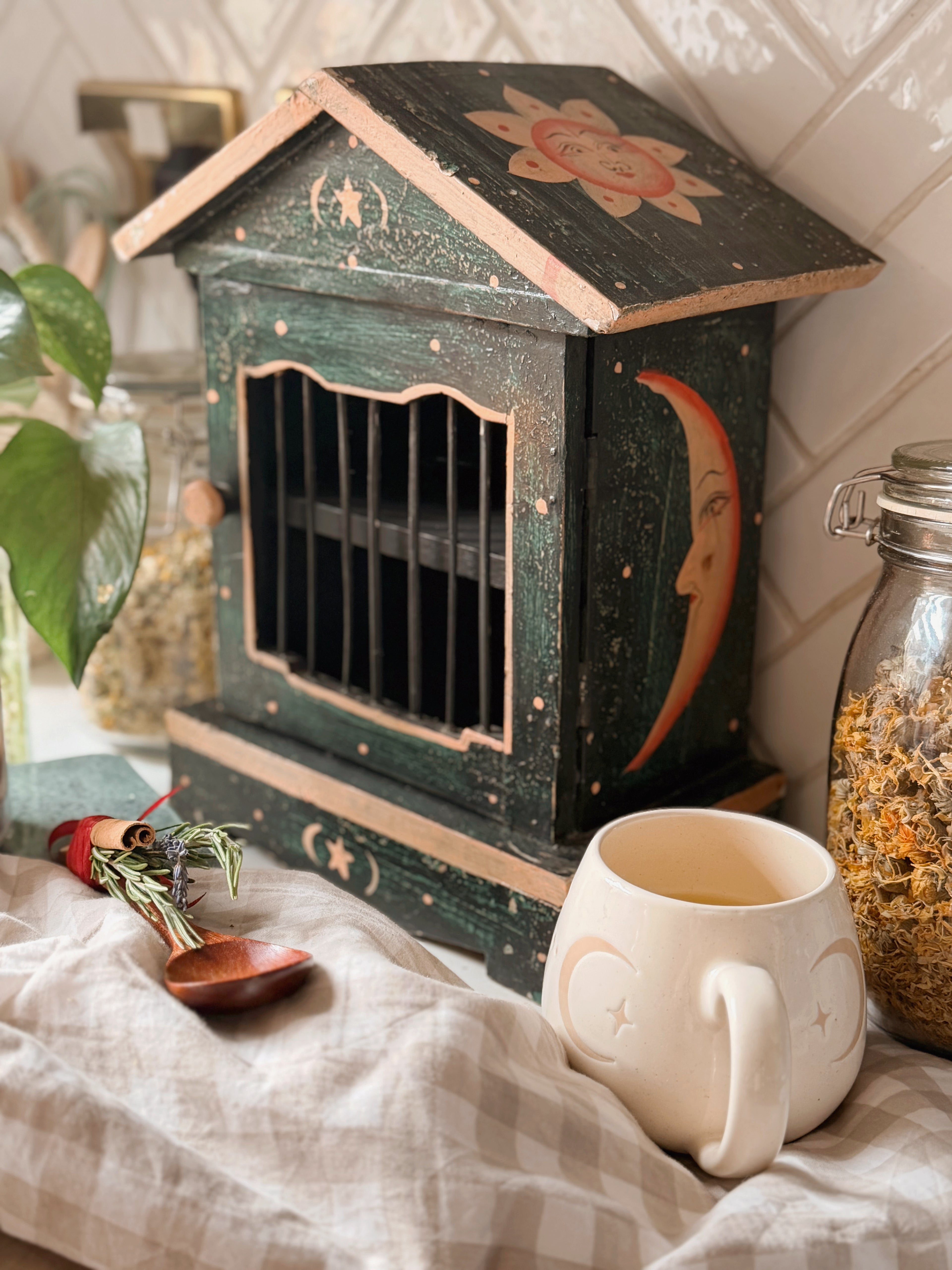 Vintage Wooden Celestial Kitchen Cabinet (UK ONLY)