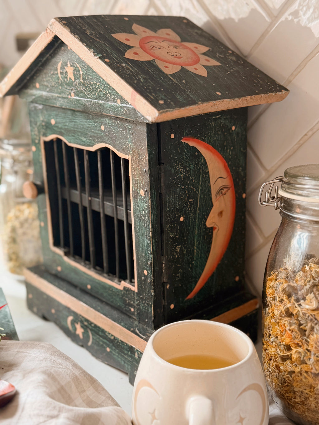 Vintage Wooden Celestial Kitchen Cabinet (UK ONLY)