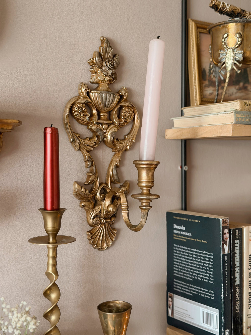 Vintage Gold Candle Wall Sconce (UK ONLY)
