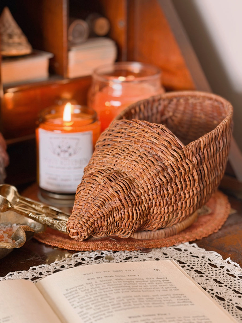 Vintage Wicker Shell Basket