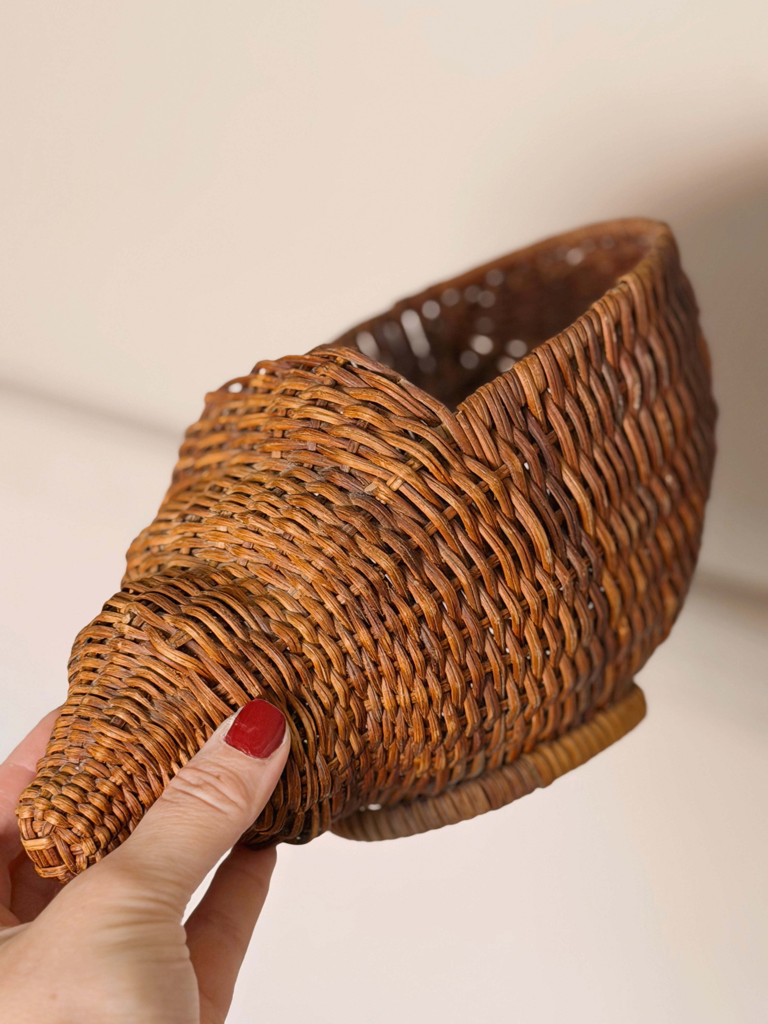 Vintage Wicker Shell Basket