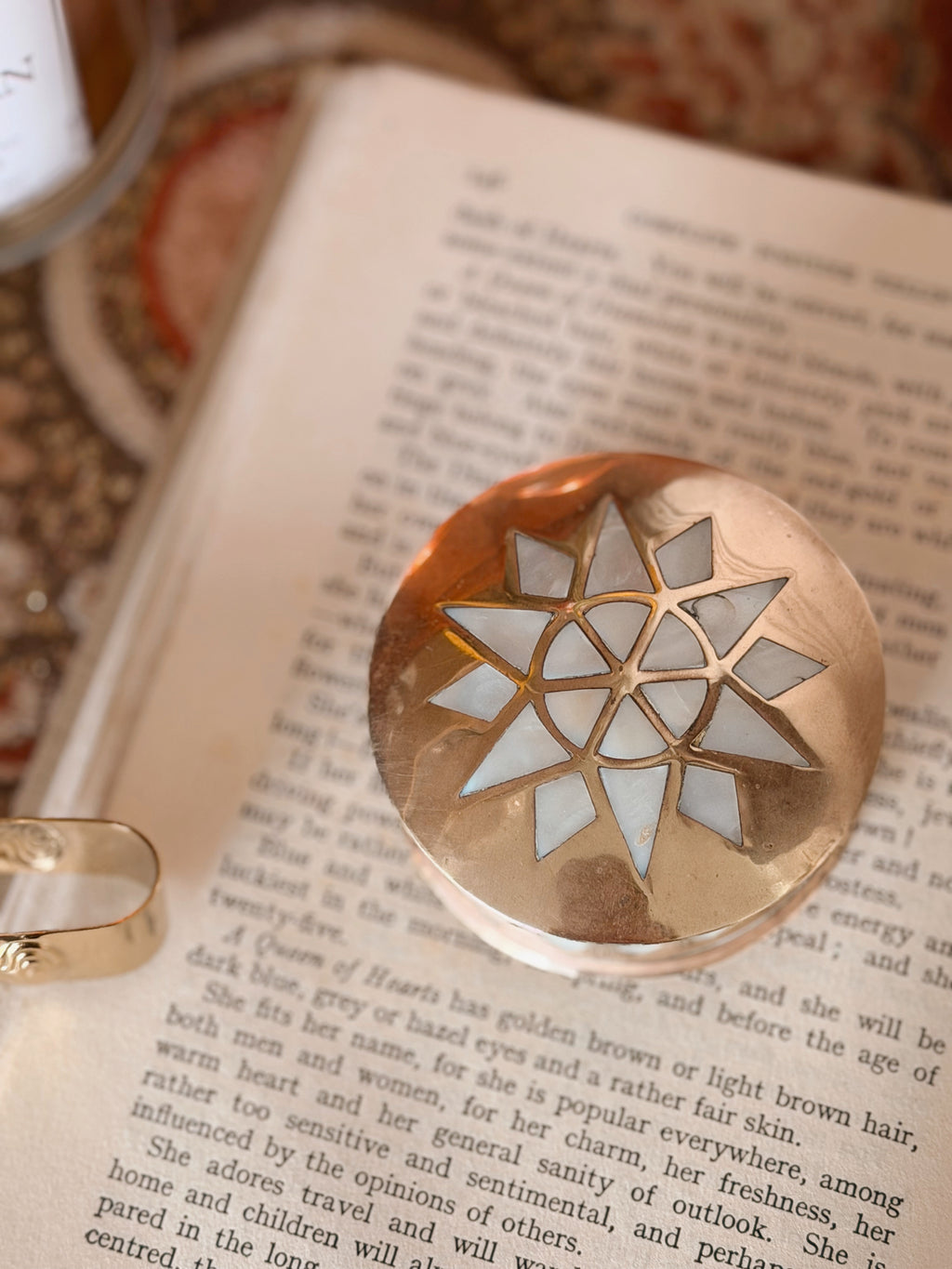 Vintage Brass + Mother of Pearl Trinket Pot