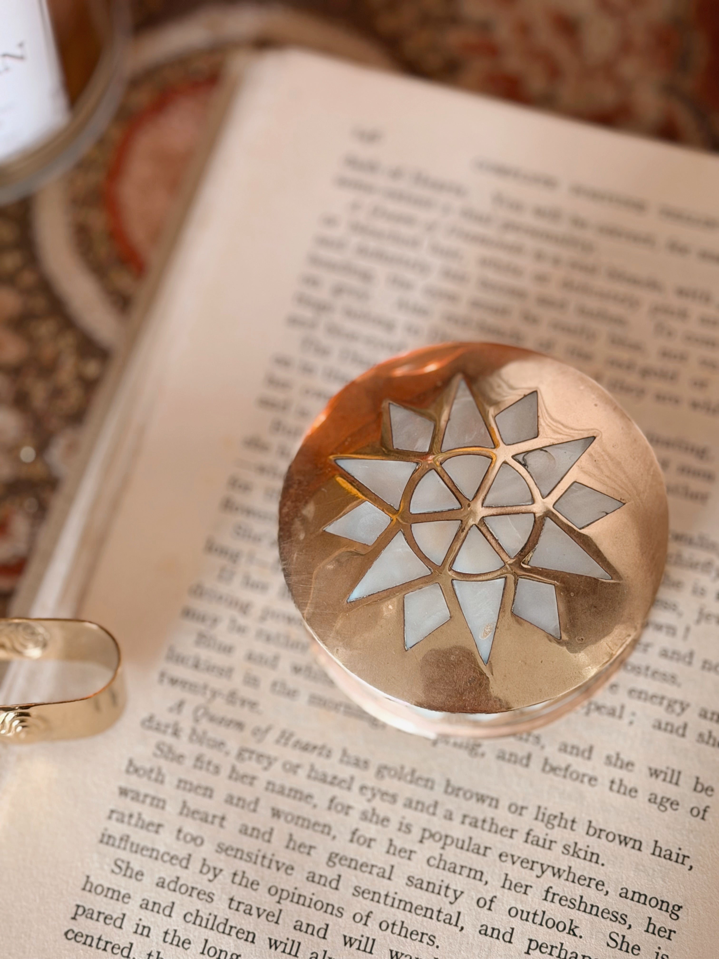 Vintage Brass + Mother of Pearl Trinket Pot