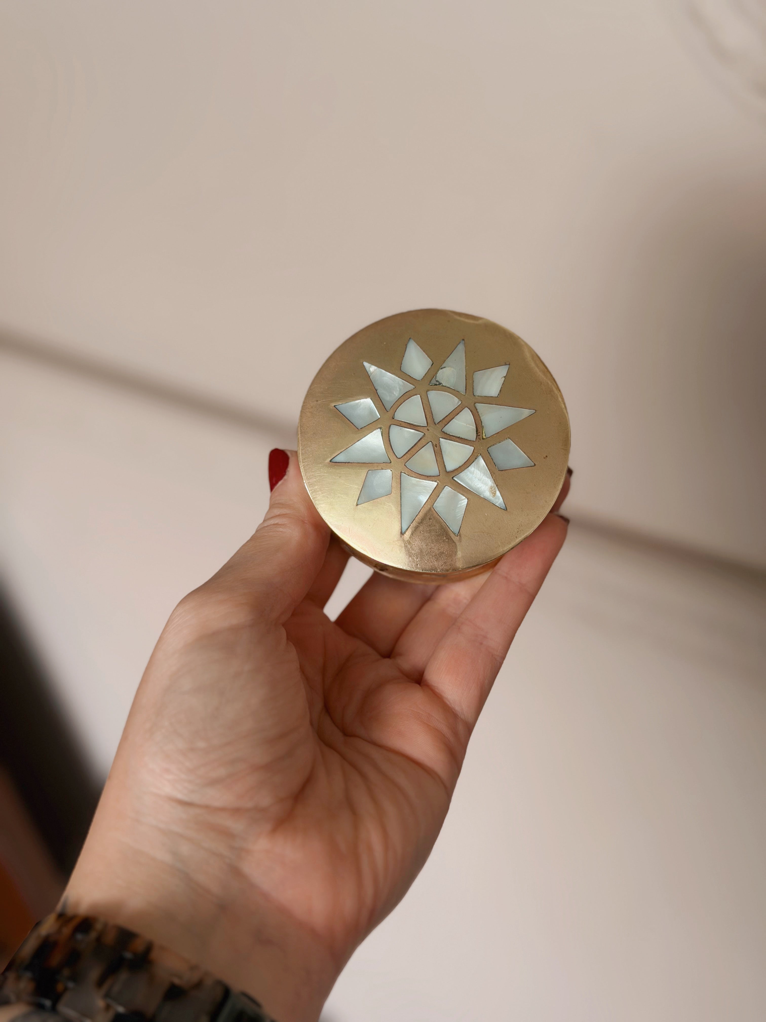 Vintage Brass + Mother of Pearl Trinket Pot