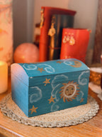 Vintage Celestial Wooden Trunk