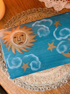 Vintage Celestial Wooden Trunk