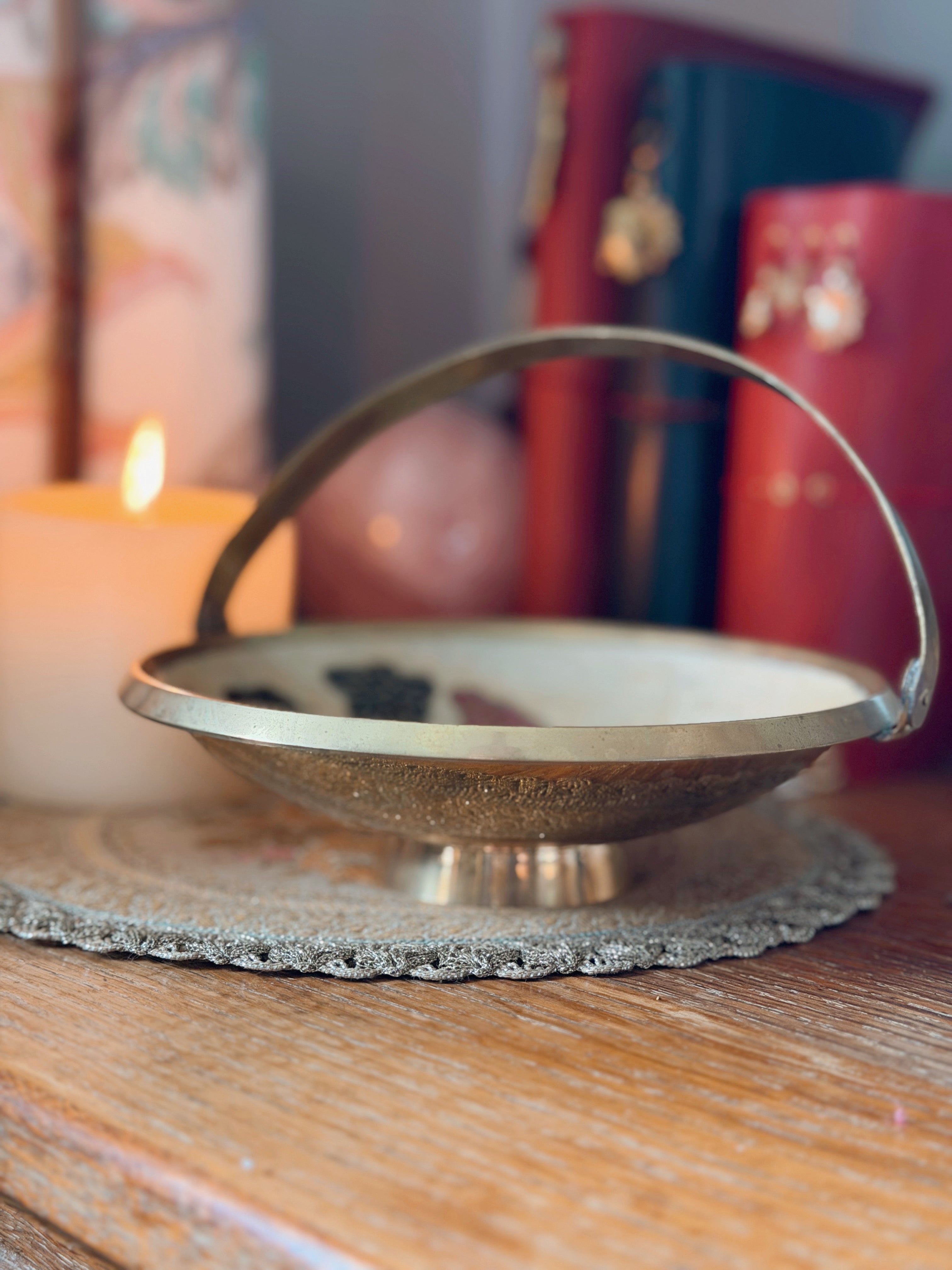 Vintage Brass + Enamel Trinket Dish