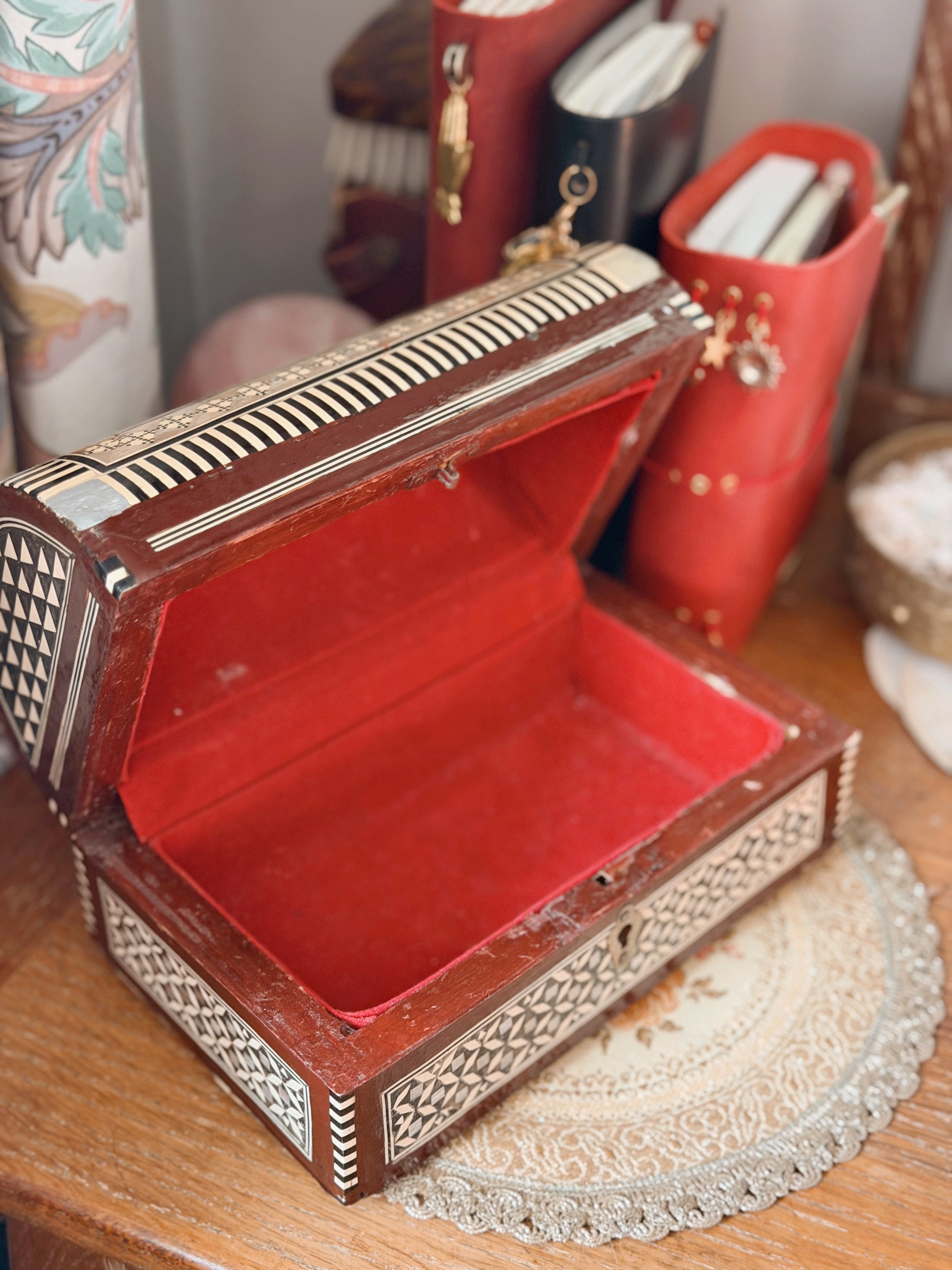 Vintage Mother of Pearl Trunk Storage Box