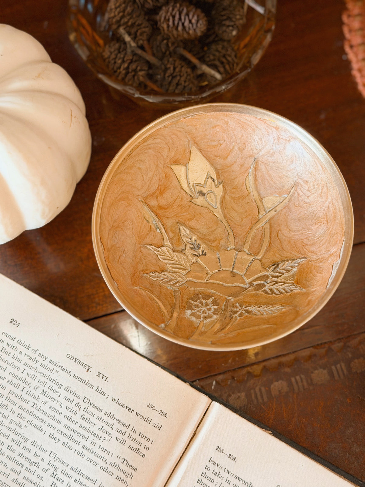 Vintage Brass + Enamel Trinket Dish