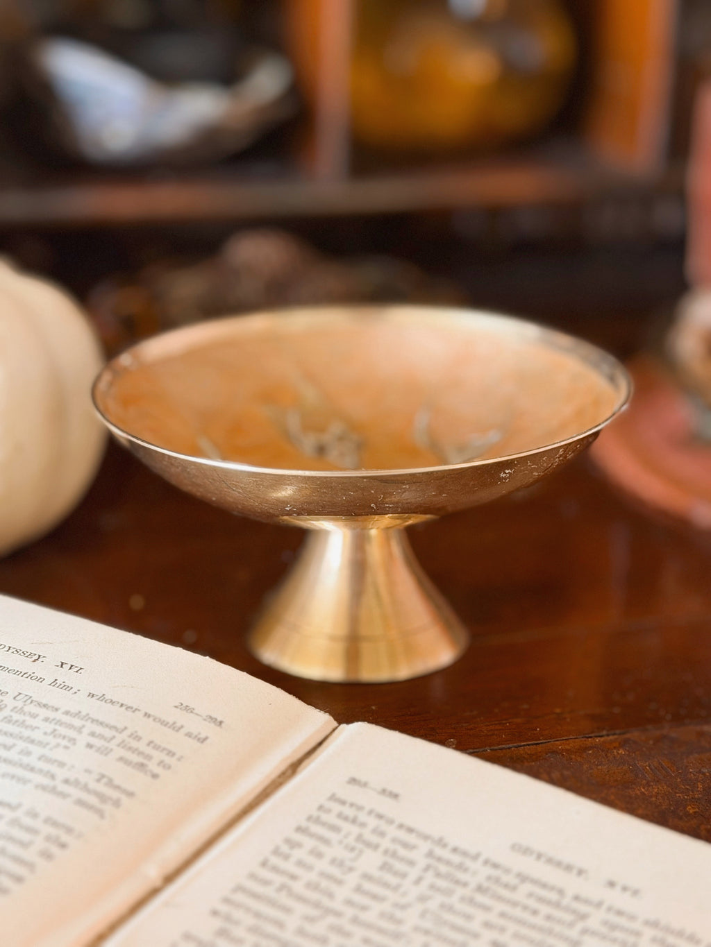 Vintage Brass + Enamel Trinket Dish