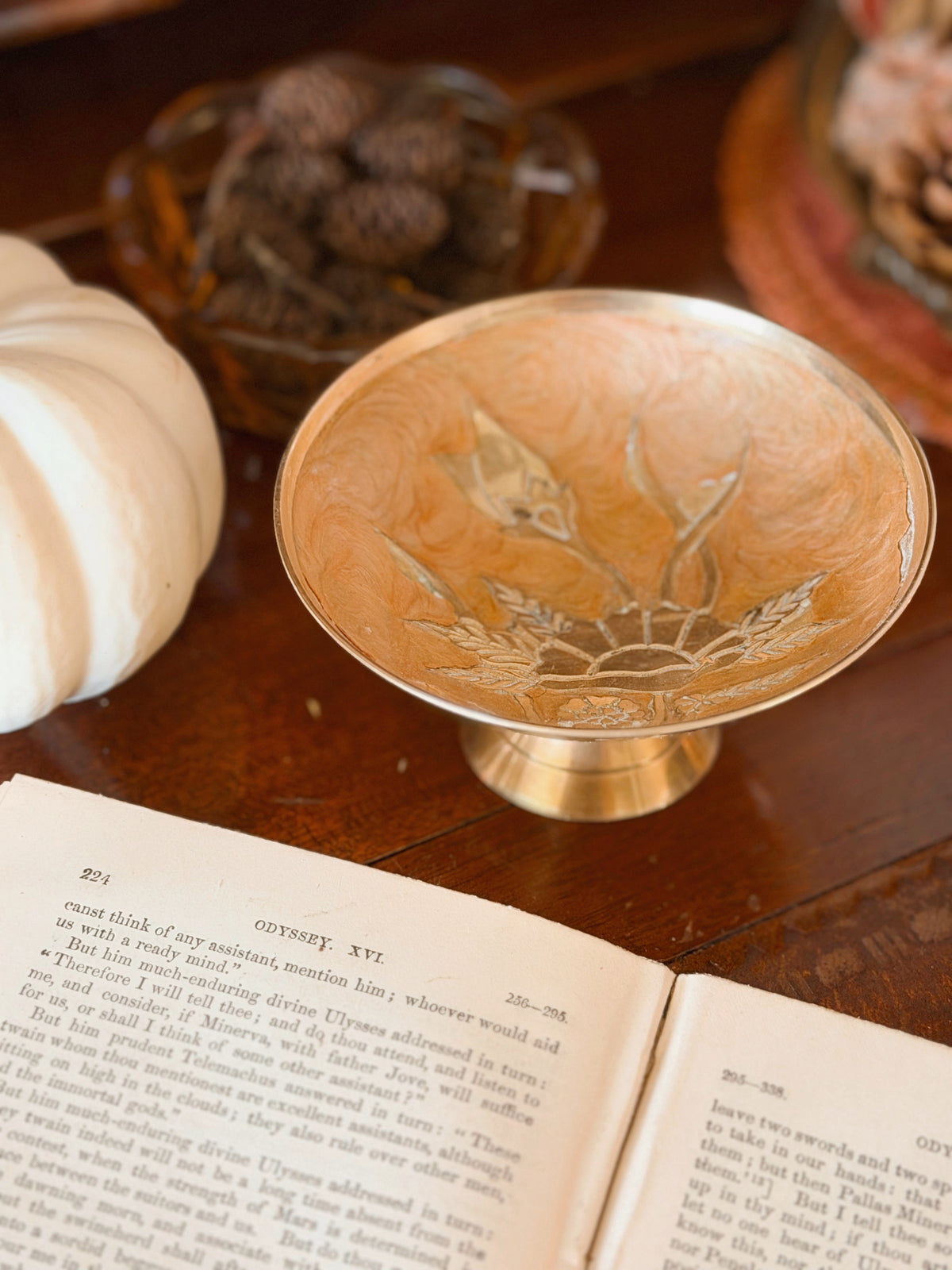 Vintage Brass + Enamel Trinket Dish