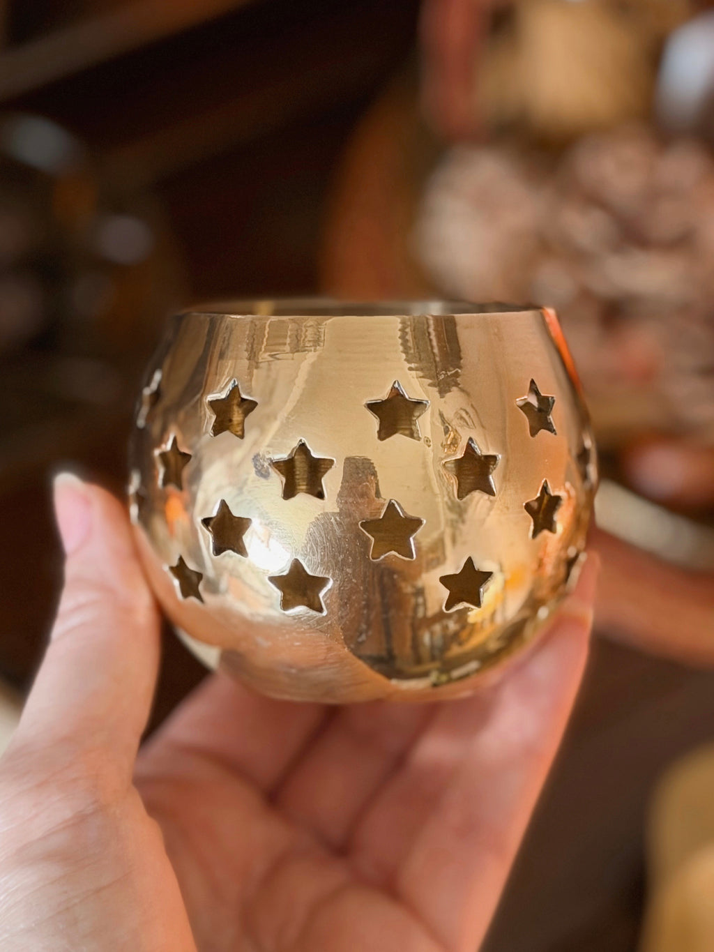 Vintage Brass Star Tealight Holder