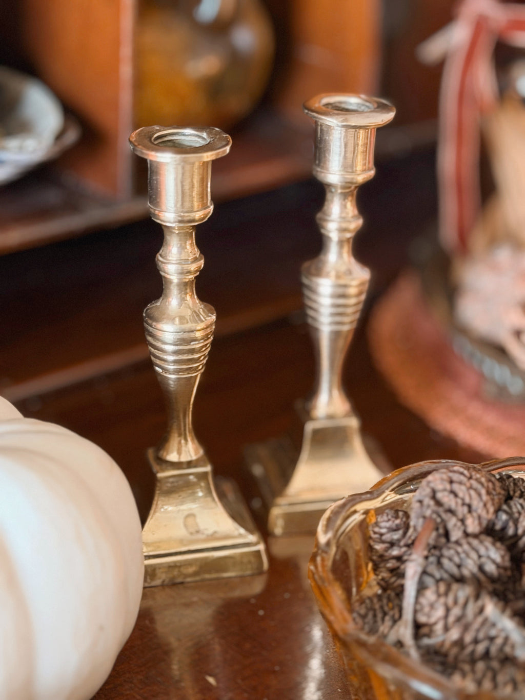 Vintage Brass Pair of Candlestick Holders